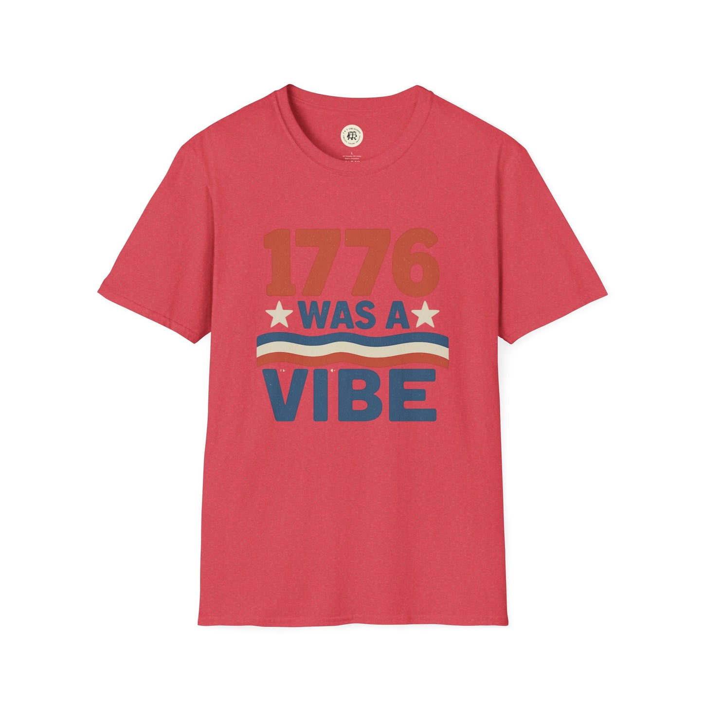 Red patriotic 4th of July shirt with 1776 was a vibe text design by Printify