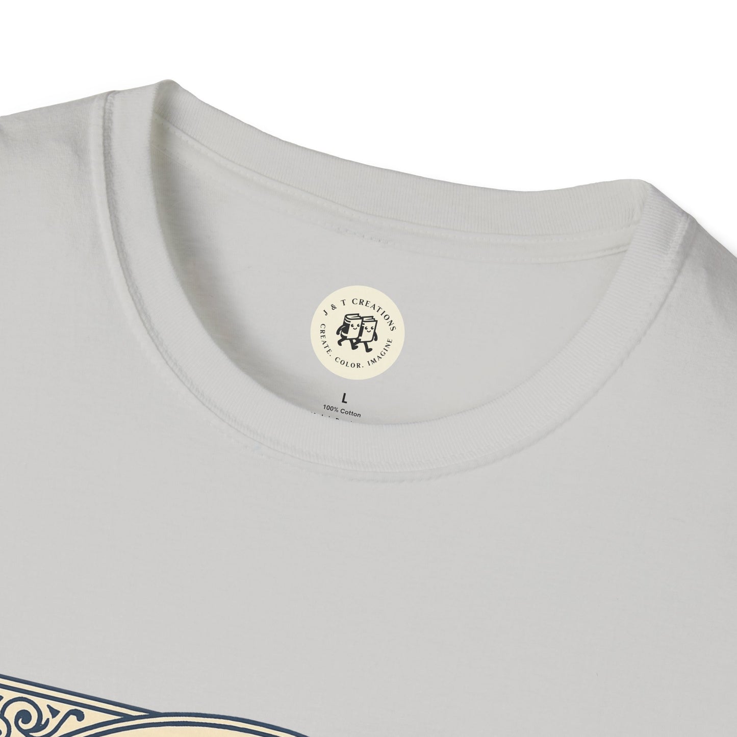 Printify white patriotic unisex t-shirt with crew neck and visible tag inside collar