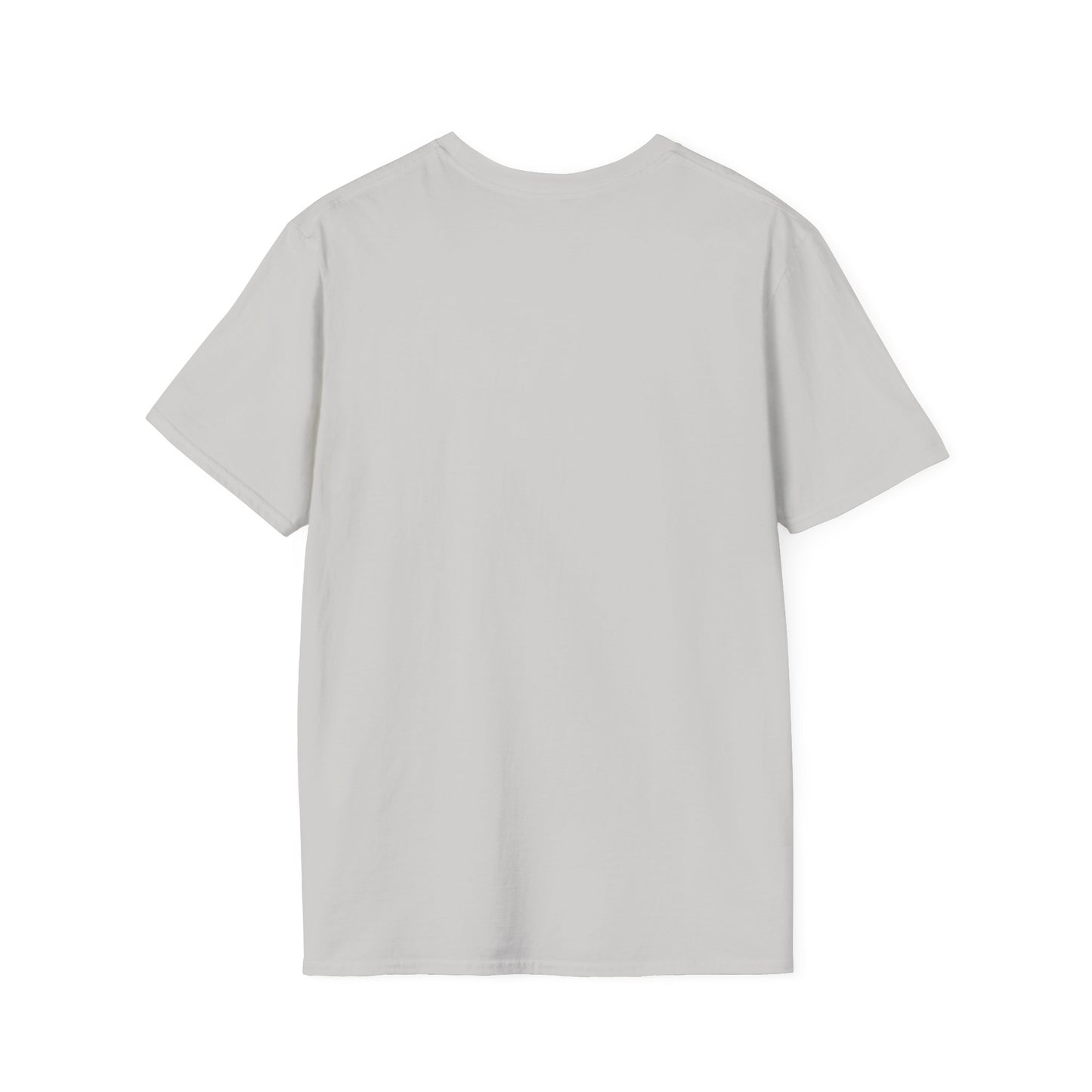 Back view of plain light gray quirky duck t-shirt by Printify with short sleeves and crew neck