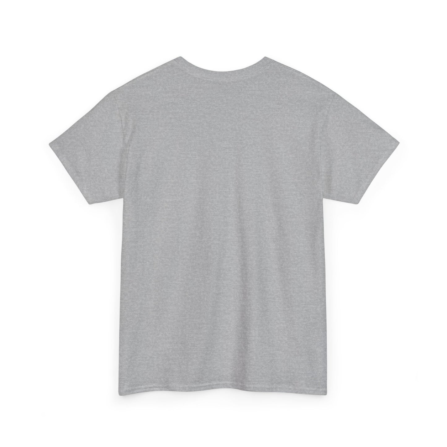 Plain gray unisex retro music trivia t-shirt from Printify showing back view
