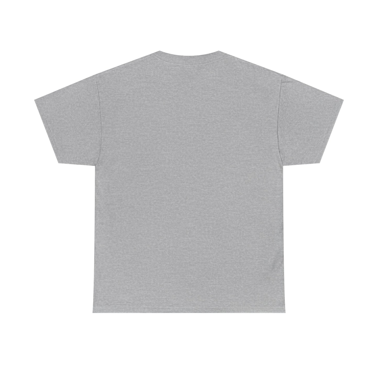 Back view of a plain gray Printify retro music trivia t-shirt with short sleeves and a crew neck