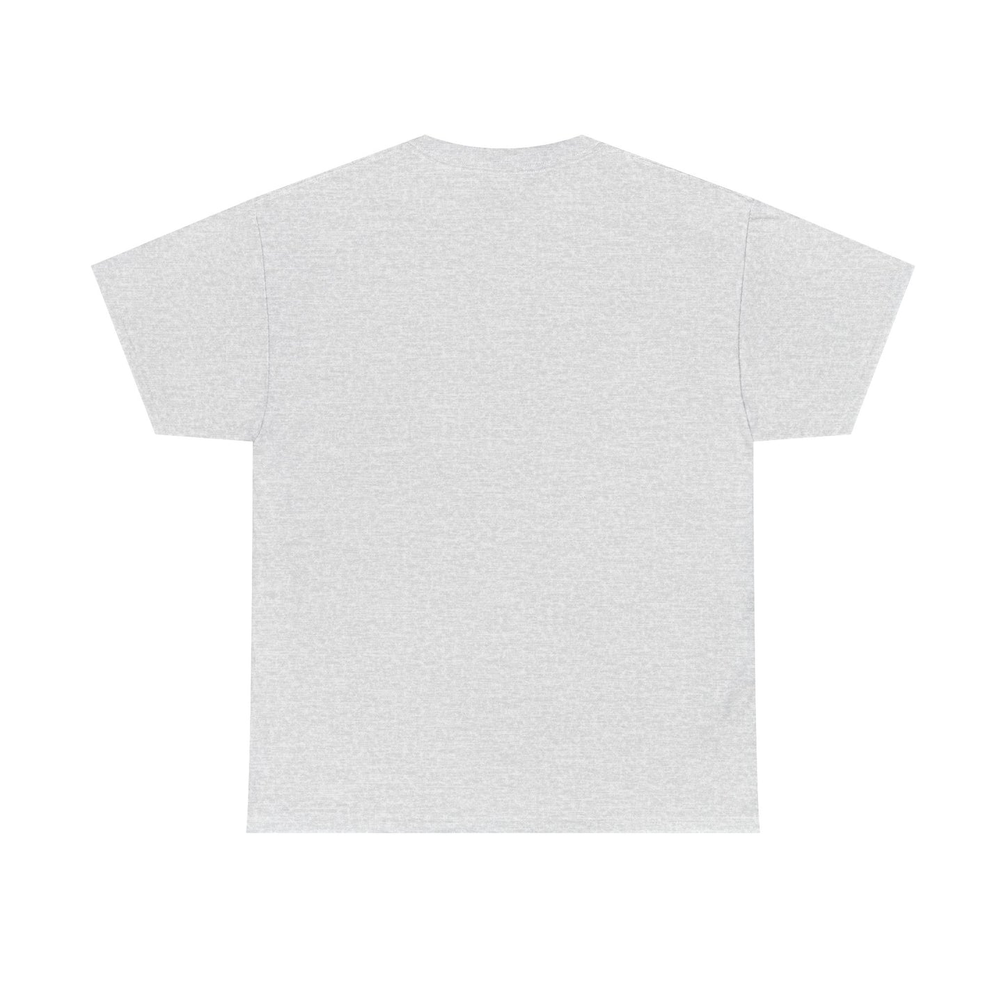 Back view of a plain white Printify retro music trivia t-shirt with short sleeves and classic fit