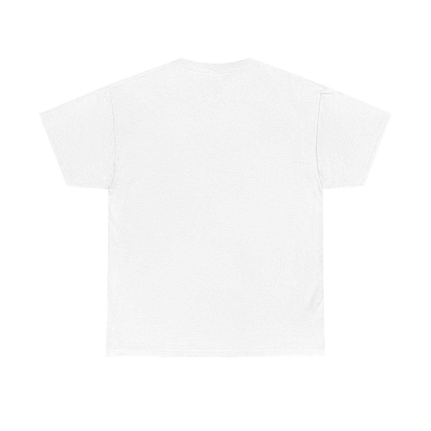 Plain white T-shirt back view from Printify, ideal for customizing a retro music trivia t-shirt design