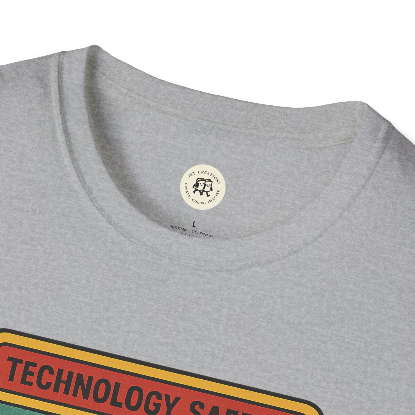 Gray Printify t-shirt with retro Radiohead t-shirt design featuring vintage style text and graphics