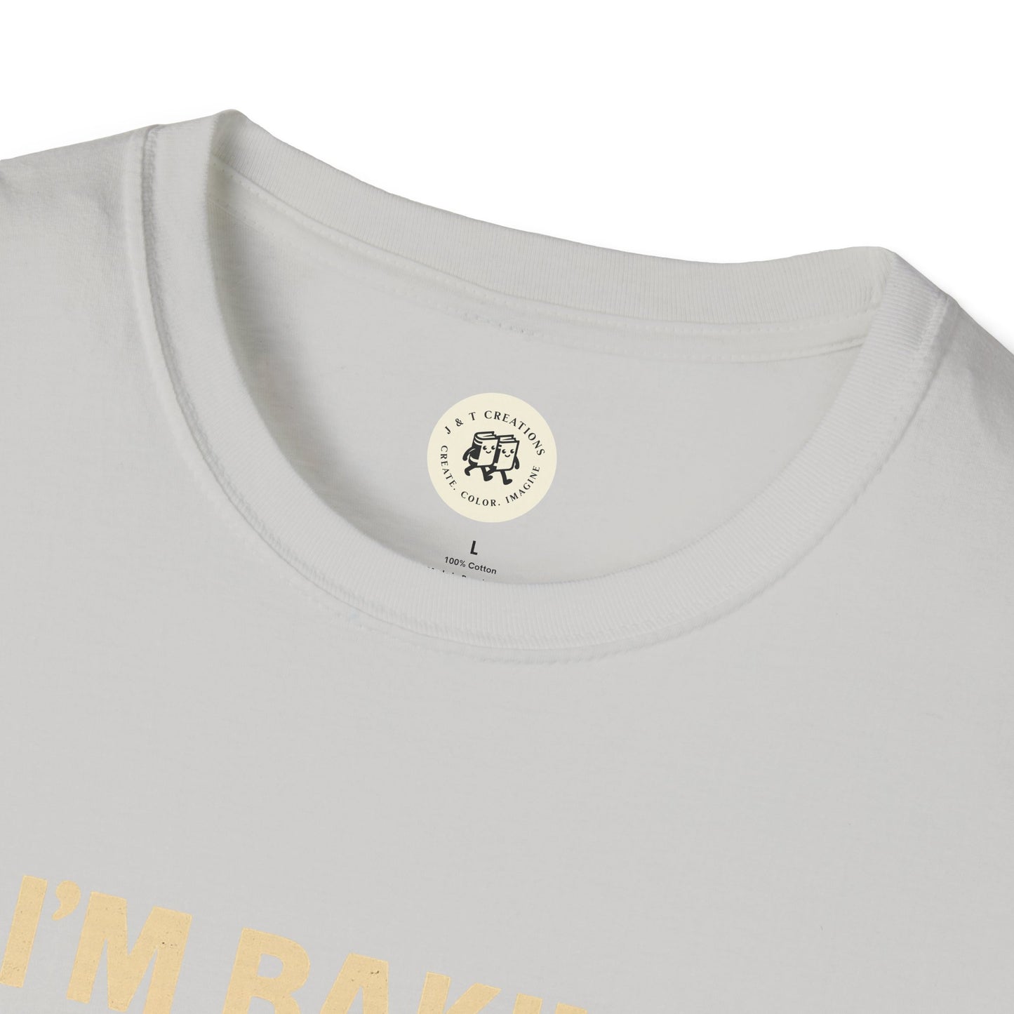 Close-up of white Sandlot inspired t shirt collar and part of printed text by Printify