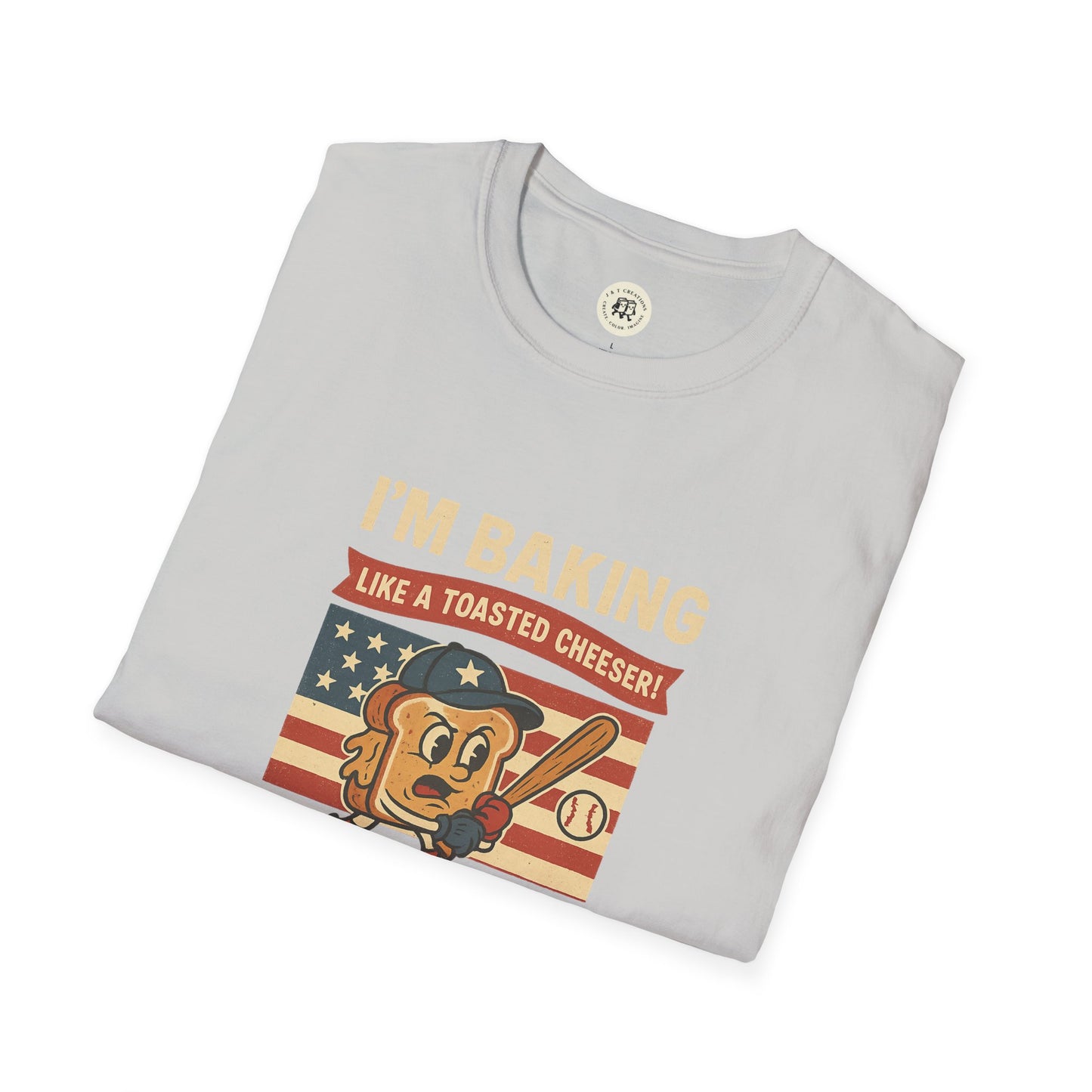 Printify Sandlot inspired t shirt with vintage cartoon baseball design and patriotic colors