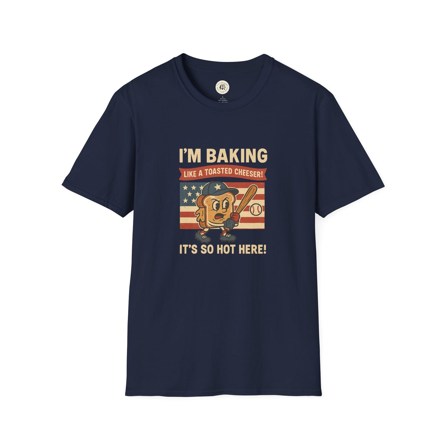 Navy Printify Sandlot inspired t shirt with vintage toast graphic and baseball theme