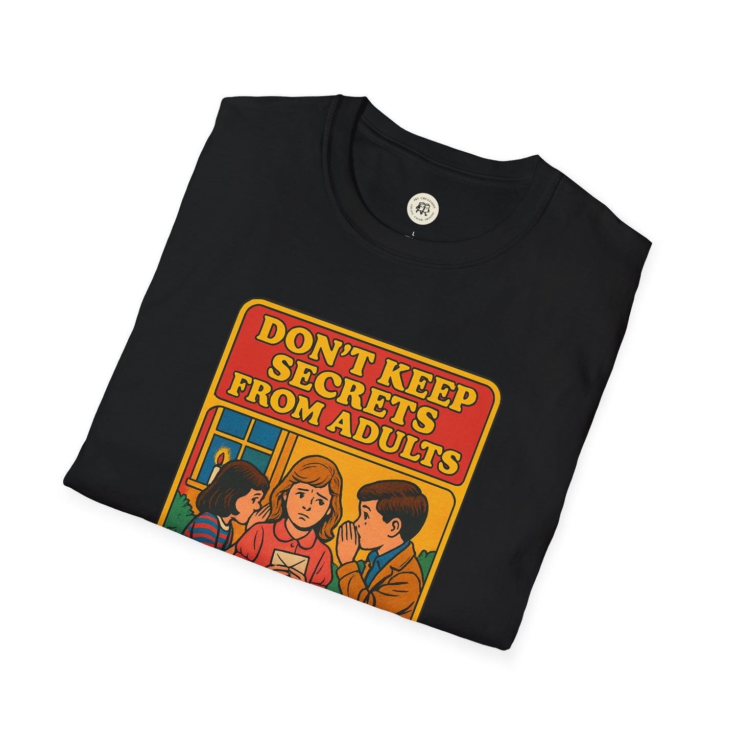 Black Printify t-shirt featuring a Shakespeare themed gift shirt design with vintage style kids illustration