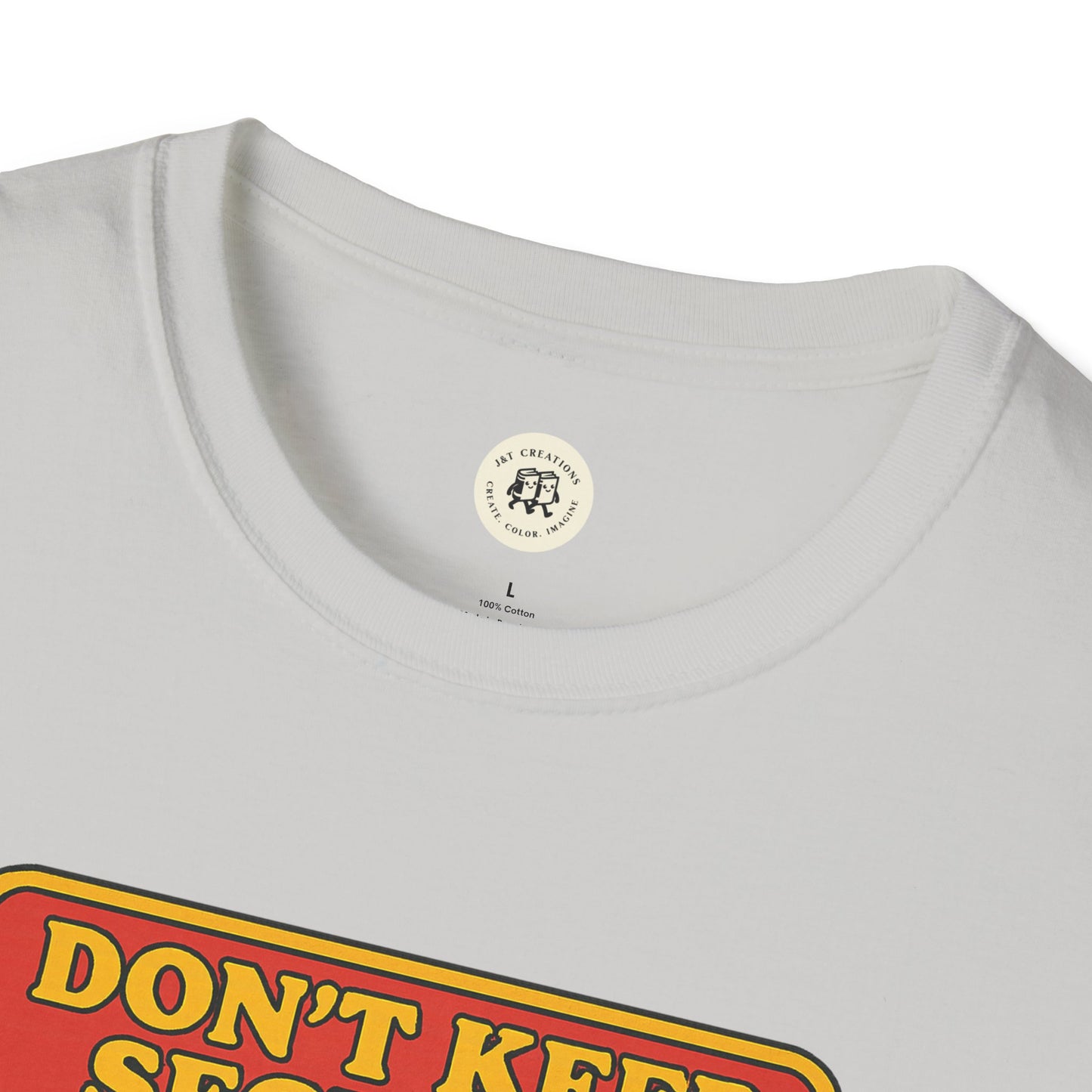 Printify white T-shirt with colorful Shakespeare themed gift shirt design on the front