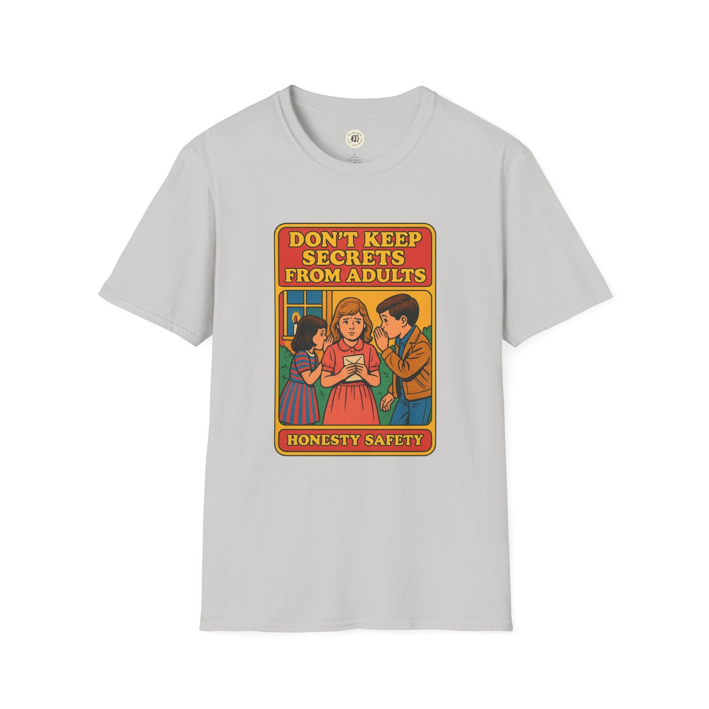 Printify gray T-shirt featuring a vintage style design with kids and text for Shakespeare themed gift shirt