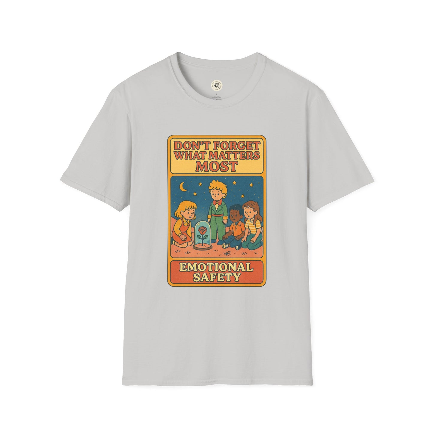 The Little Prince emotional safety shirt with vintage design and inspirational quote on gray T-shirt