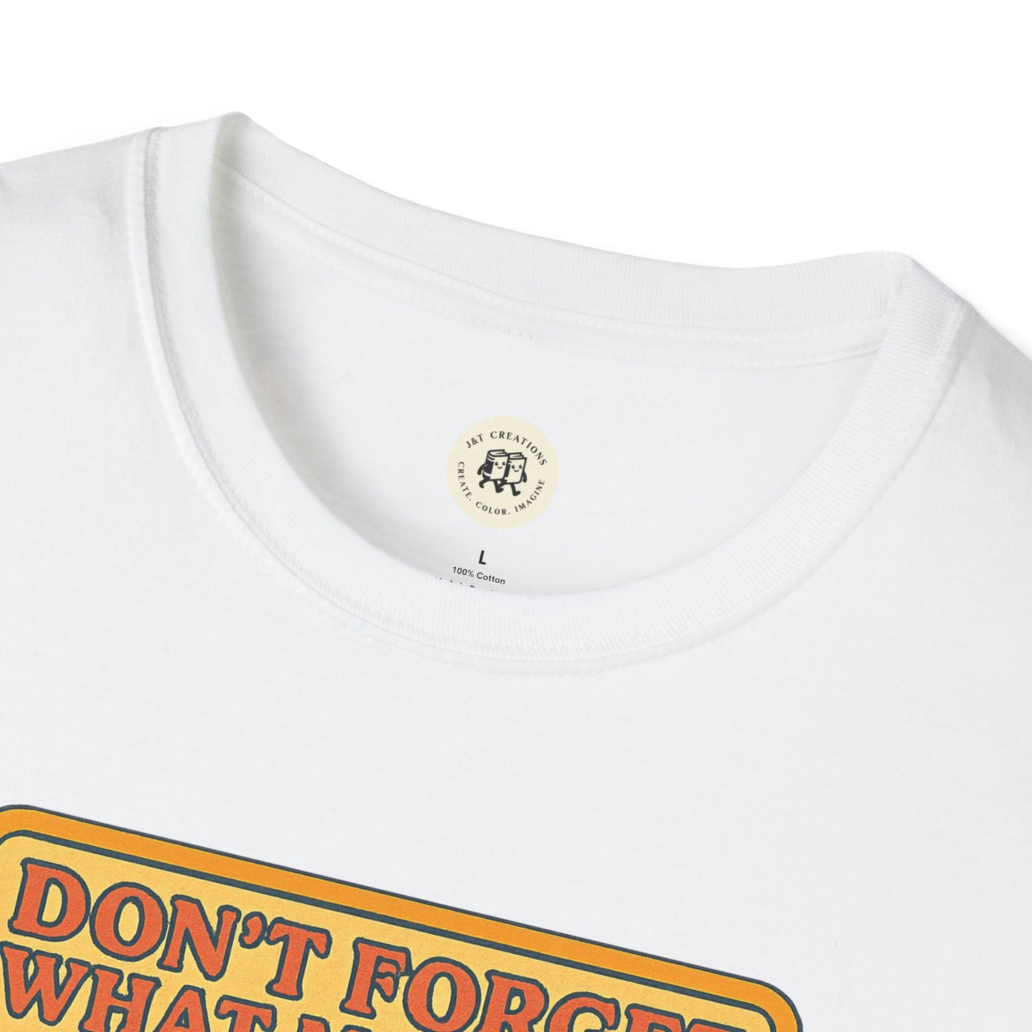White Printify T-shirt featuring The Little Prince emotional safety shirt text design near the neckline