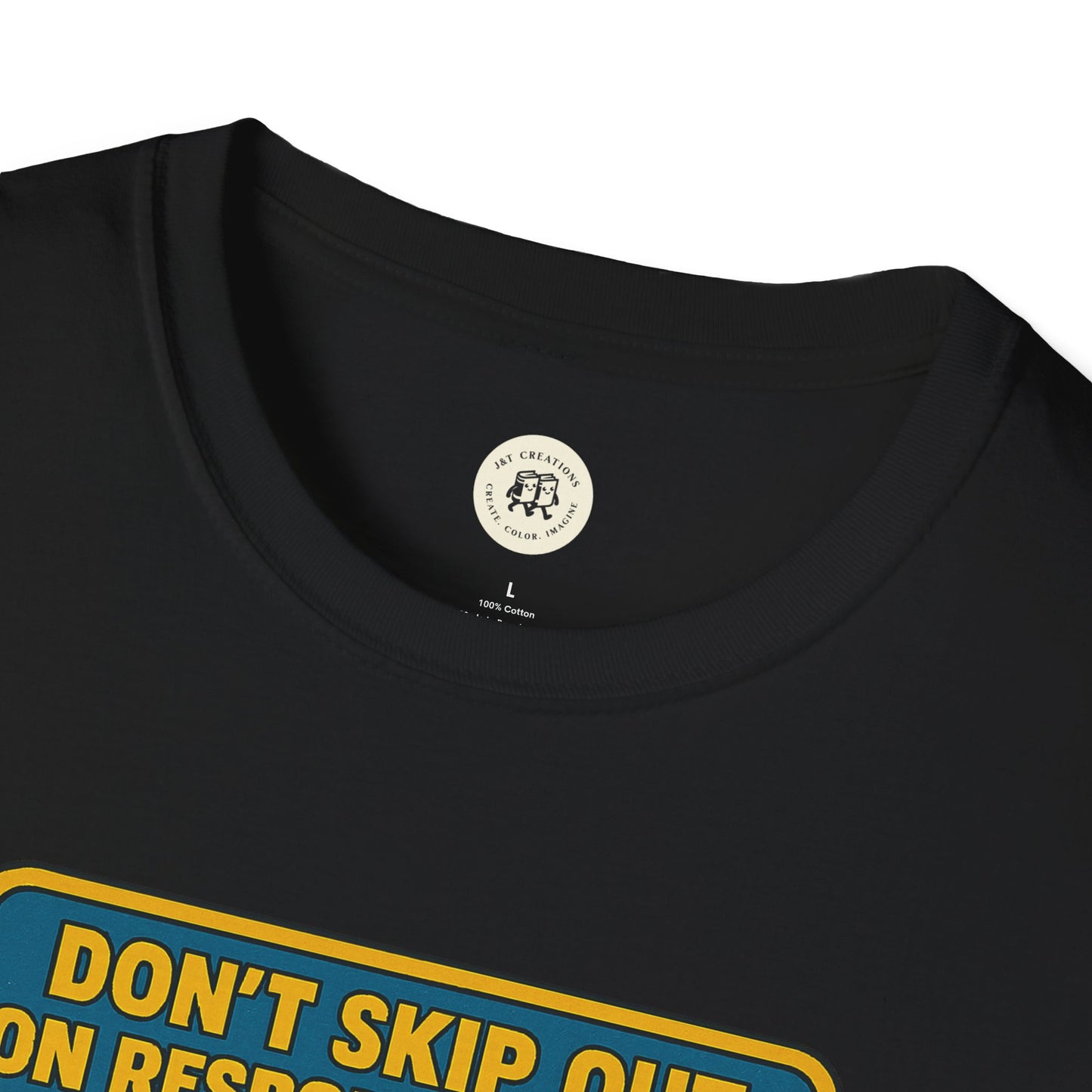 Black Tom Sawyer vintage t-shirt by Printify featuring a bold yellow and blue graphic design