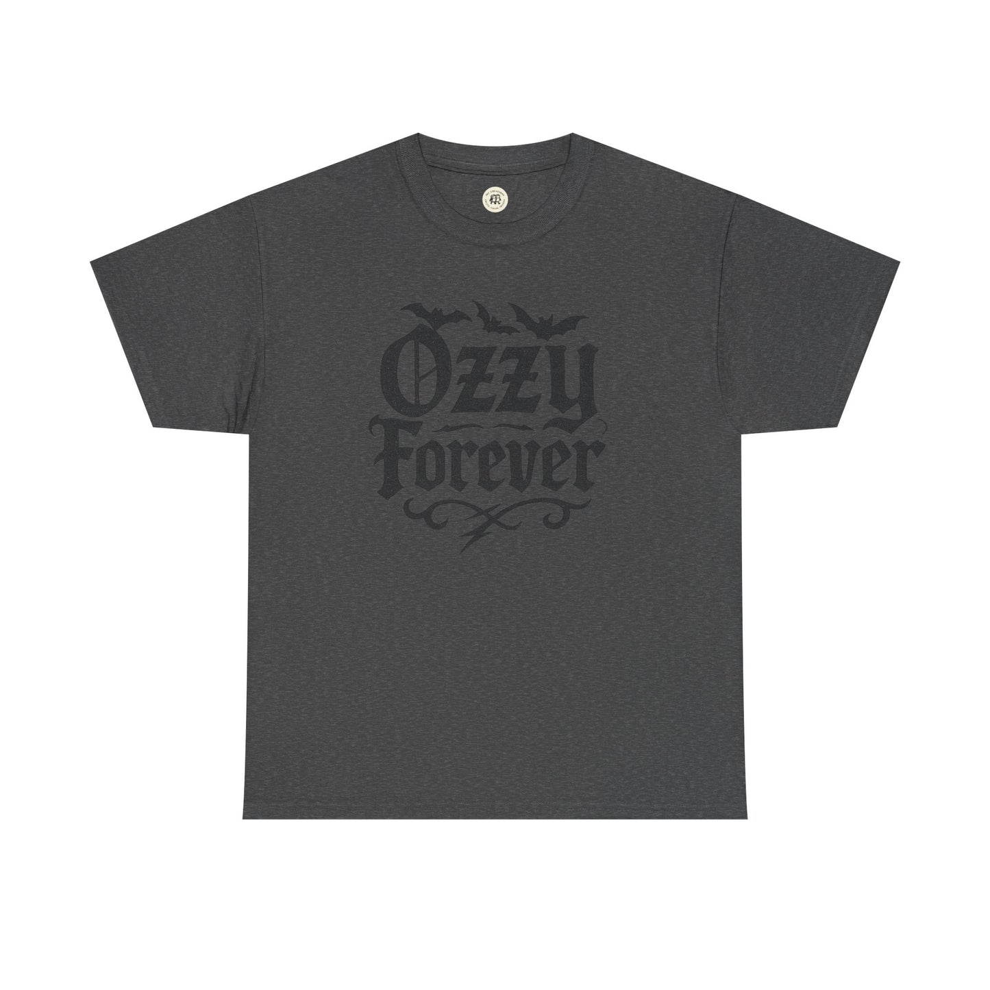 Printify black Ozzy Osbourne Forever shirt with gothic font and bat graphics