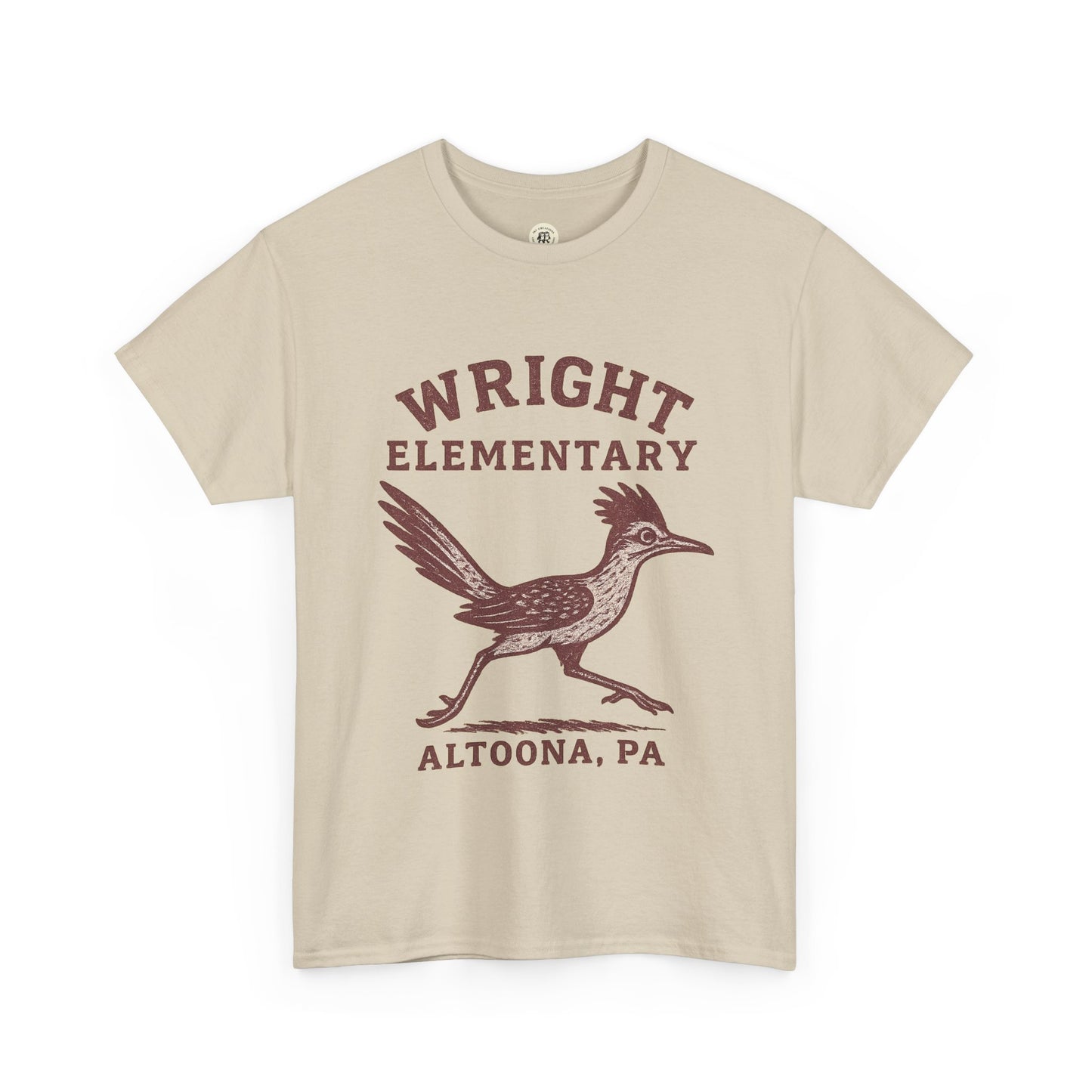 Beige Wright Elementary school spirit shirt with brown bird graphic and Altoona PA text