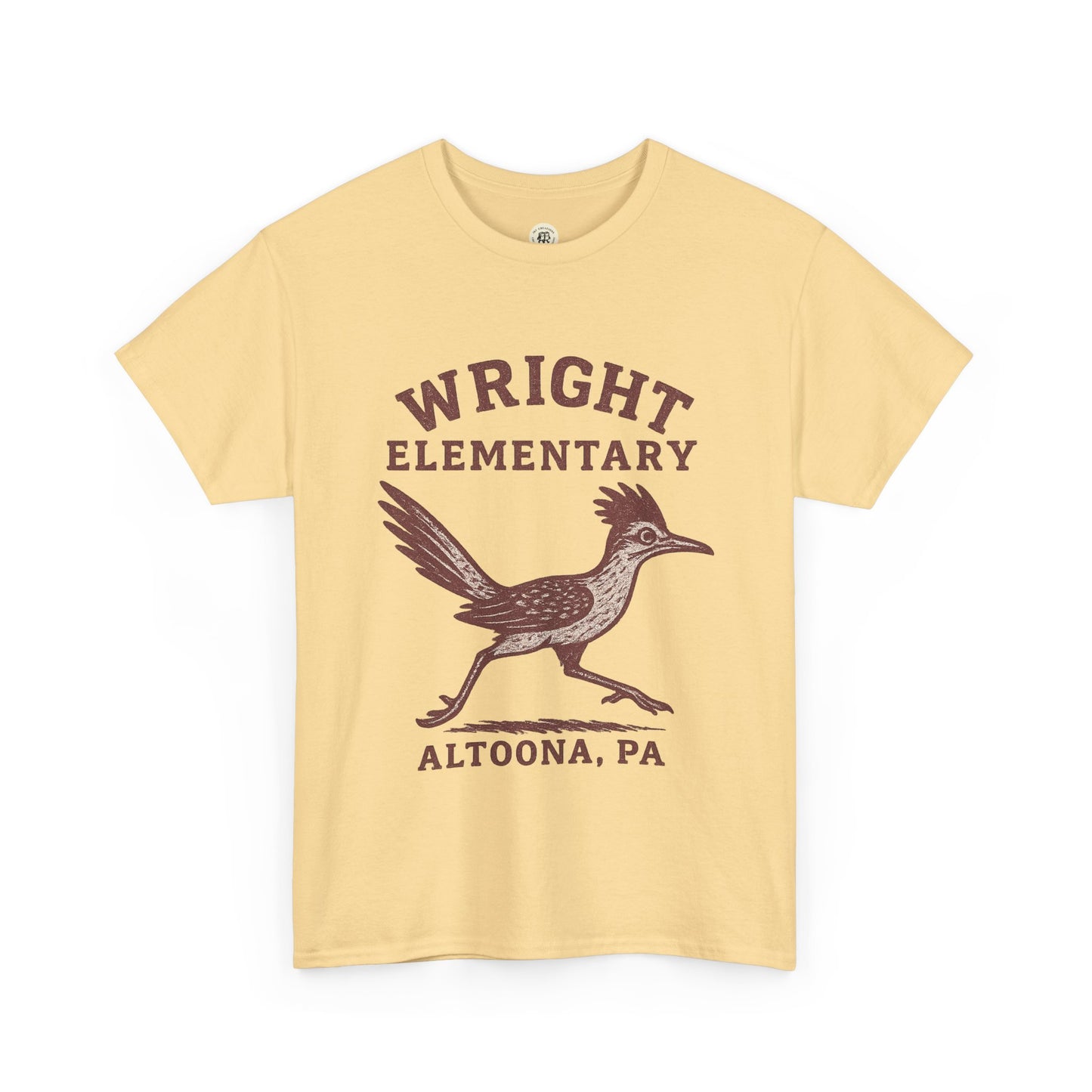 Beige Wright Elementary school spirit shirt with vintage roadrunner graphic and Altoona PA text
