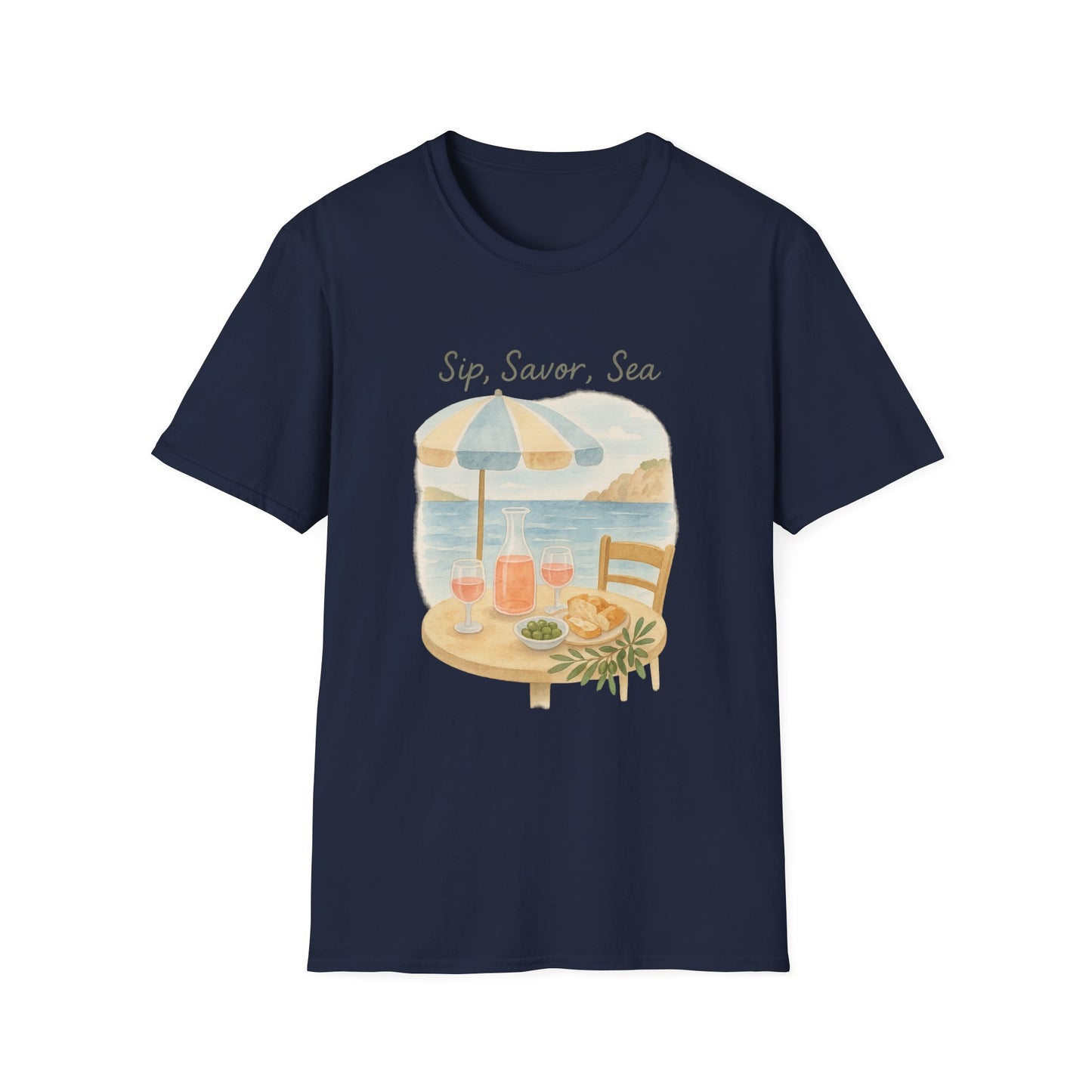 French Riviera Café T-Shirt | Mediterranean Coastal Tee | Italy Greece Travel Shirt | Summer Graphic | Seaside Style