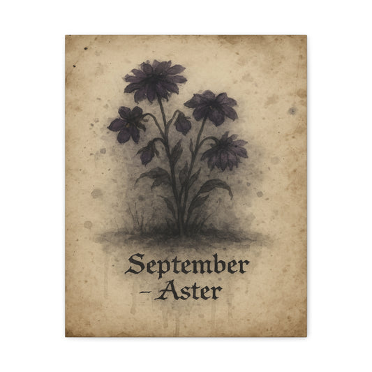 Haunted September Birth Flower, Birthday Gift, Stretched Matte Decor, 25 Inch