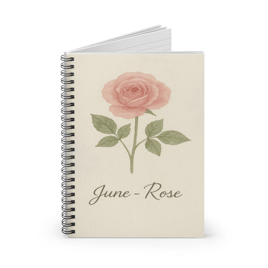 June Flower Notebook - Ruled Line, Birthday Gifts, Floral Stationery, College Student Planner, Bullet Journal