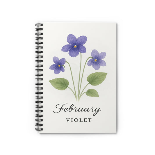 February Flower Notebook - Ruled Line, Birthday Gifts, Floral Stationery, College Student Planner, Bullet Journal