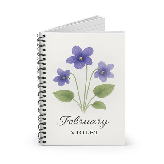 February Flower Notebook - Ruled Line, Birthday Gifts, Floral Stationery, College Student Planner, Bullet Journal