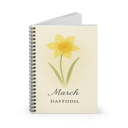 March Birth Flower Spiral Notebook - Ruled Line, Birthday Gifts, Floral Stationery, College Student Planner, Bullet Journal