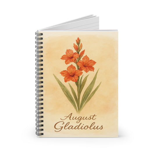 August Birth Flower Spiral Notebook - Ruled Line, Birthday Gifts, Floral Stationery, College Student Planner, Bullet Journal