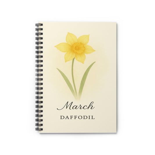 March Birth Flower Spiral Notebook - Ruled Line, Birthday Gifts, Floral Stationery, College Student Planner, Bullet Journal