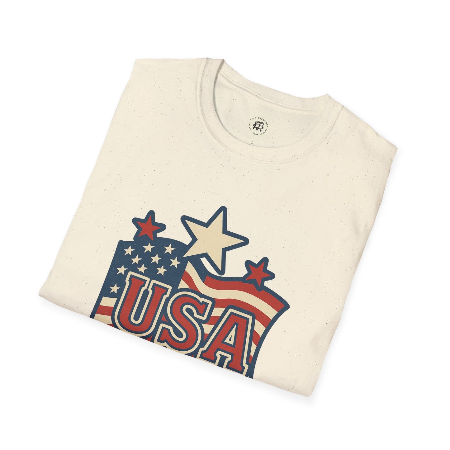 USA Flag T-Shirt with Retro Star Design