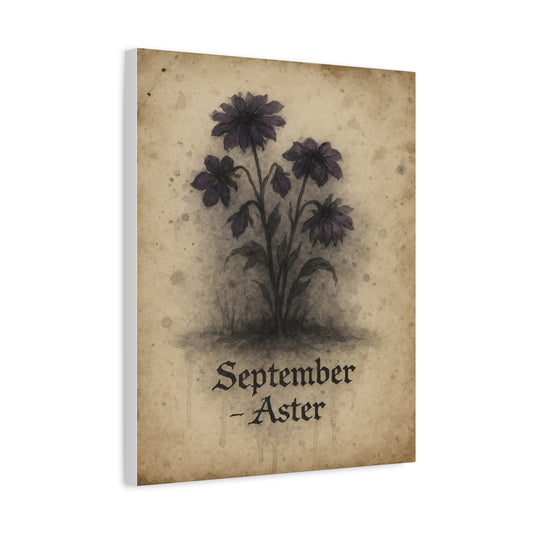 Haunted September Birth Flower, Birthday Gift, Stretched Matte Decor, 25 Inch