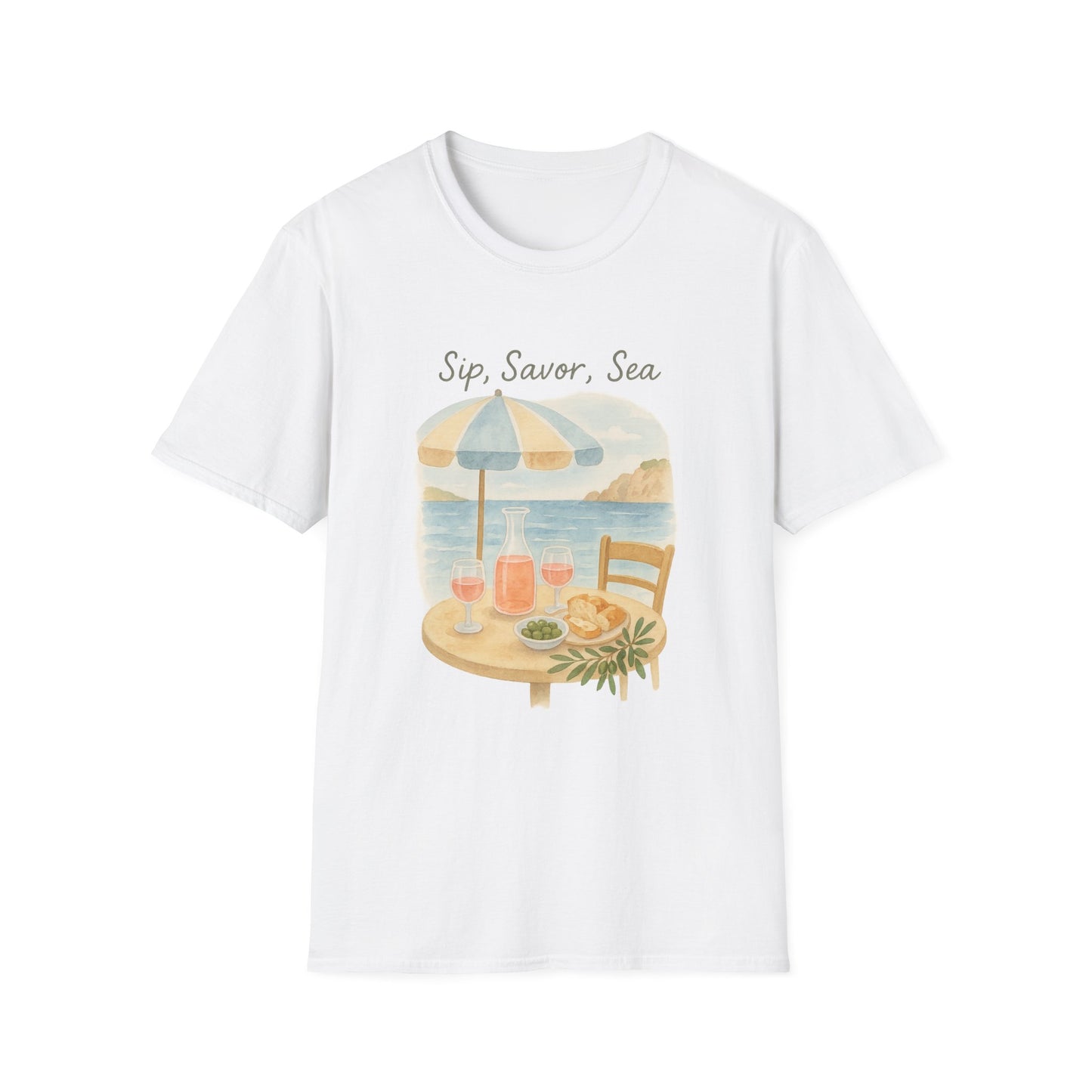 French Riviera Café T-Shirt | Mediterranean Coastal Tee | Italy Greece Travel Shirt | Summer Graphic | Seaside Style