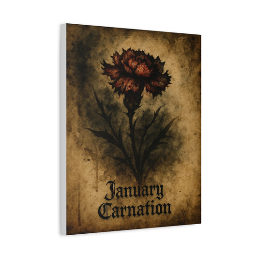 Haunted January, January Birth Flower, Birthday Gift, Stretched Matte Decor, 25 Inch