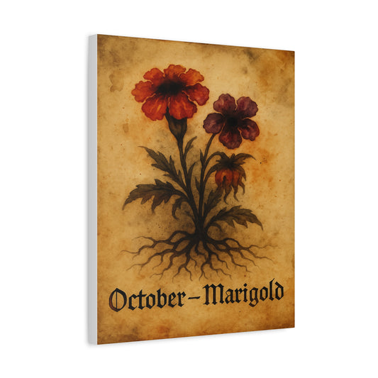 Haunted October Birth Flower, Birthday Gift, Stretched Matte Decor, 25 Inch