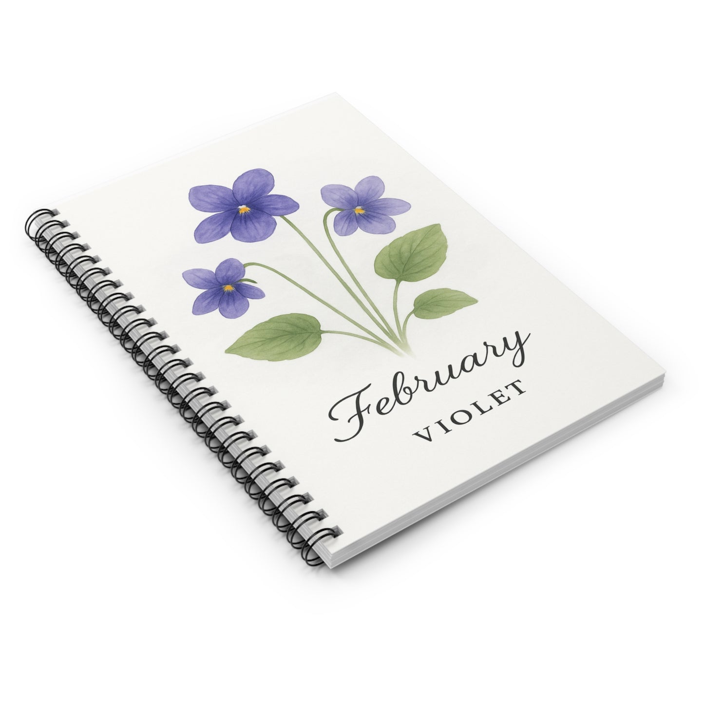 February Flower Notebook - Ruled Line, Birthday Gifts, Floral Stationery, College Student Planner, Bullet Journal