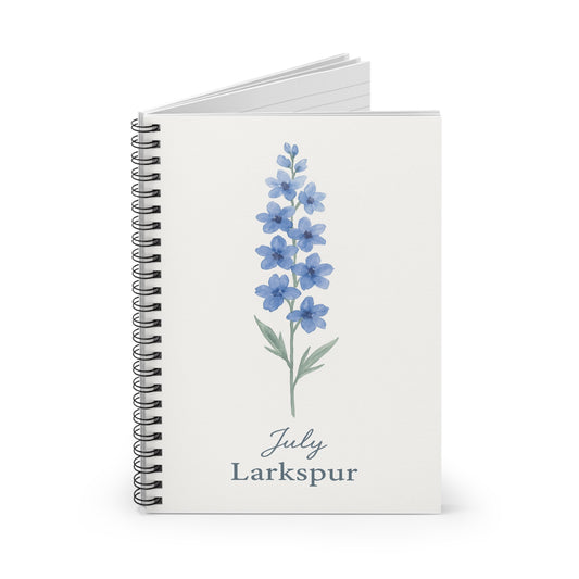 July Birth Flower Spiral Notebook - Ruled Line, Birthday Gifts, Floral Stationery, College Student Planner, Bullet Journal