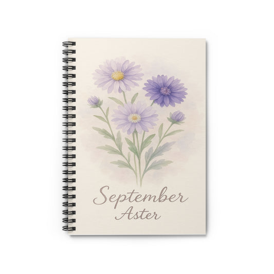 September Birth Flower Spiral Notebook - Ruled Line, Birthday Gifts, Floral Stationery, College Student Planner, Bullet Journal