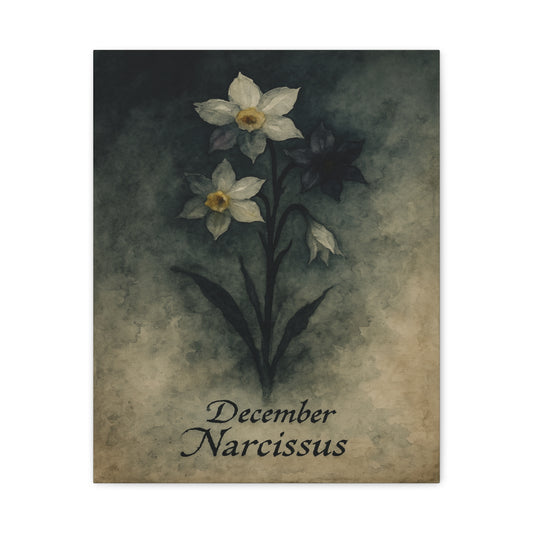 Haunted December Birth Flower, Birthday Gift, Stretched Matte Decor, 25 Inch