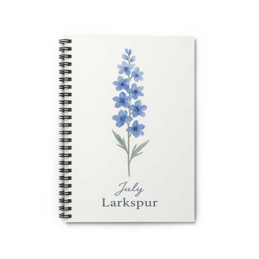 July Birth Flower Spiral Notebook - Ruled Line, Birthday Gifts, Floral Stationery, College Student Planner, Bullet Journal