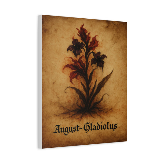 Haunted August Birth Flower, Birthday Gift, Stretched Matte Decor, 25 Inch