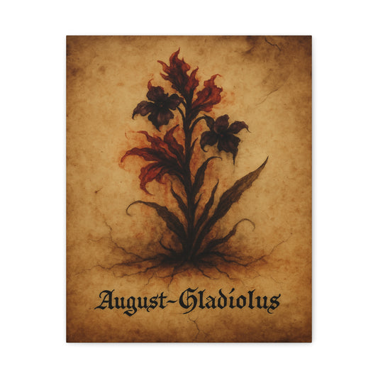 Haunted August Birth Flower, Birthday Gift, Stretched Matte Decor, 25 Inch