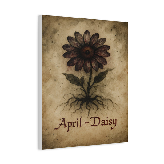 Haunted April Birth Flower, Birthday Gift, Stretched Matte Decor, 25 Inch