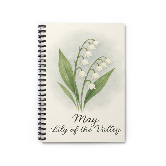May Birth Flower Spiral Notebook - Ruled Line, Birthday Gifts, Floral Stationery, College Student Planner, Bullet Journal