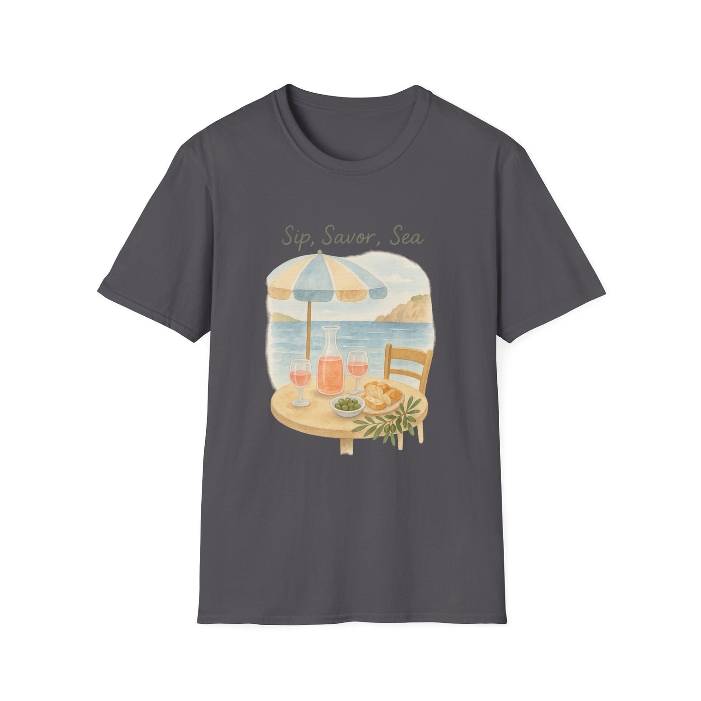 French Riviera Café T-Shirt | Mediterranean Coastal Tee | Italy Greece Travel Shirt | Summer Graphic | Seaside Style