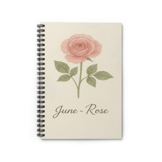 June Flower Notebook - Ruled Line, Birthday Gifts, Floral Stationery, College Student Planner, Bullet Journal