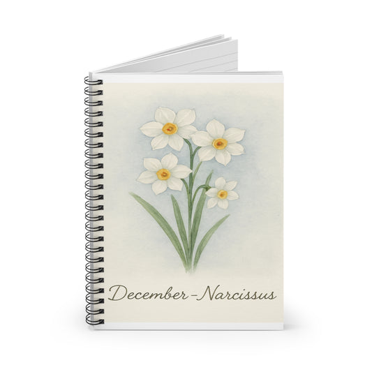 December Birth Flower Spiral Notebook - Ruled Line, Birthday Gifts, Floral Stationery, College Student Planner, Bullet Journal