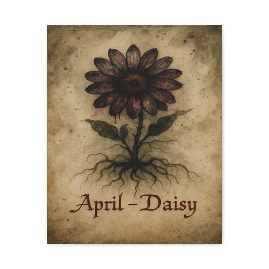 Haunted April Birth Flower, Birthday Gift, Stretched Matte Decor, 25 Inch