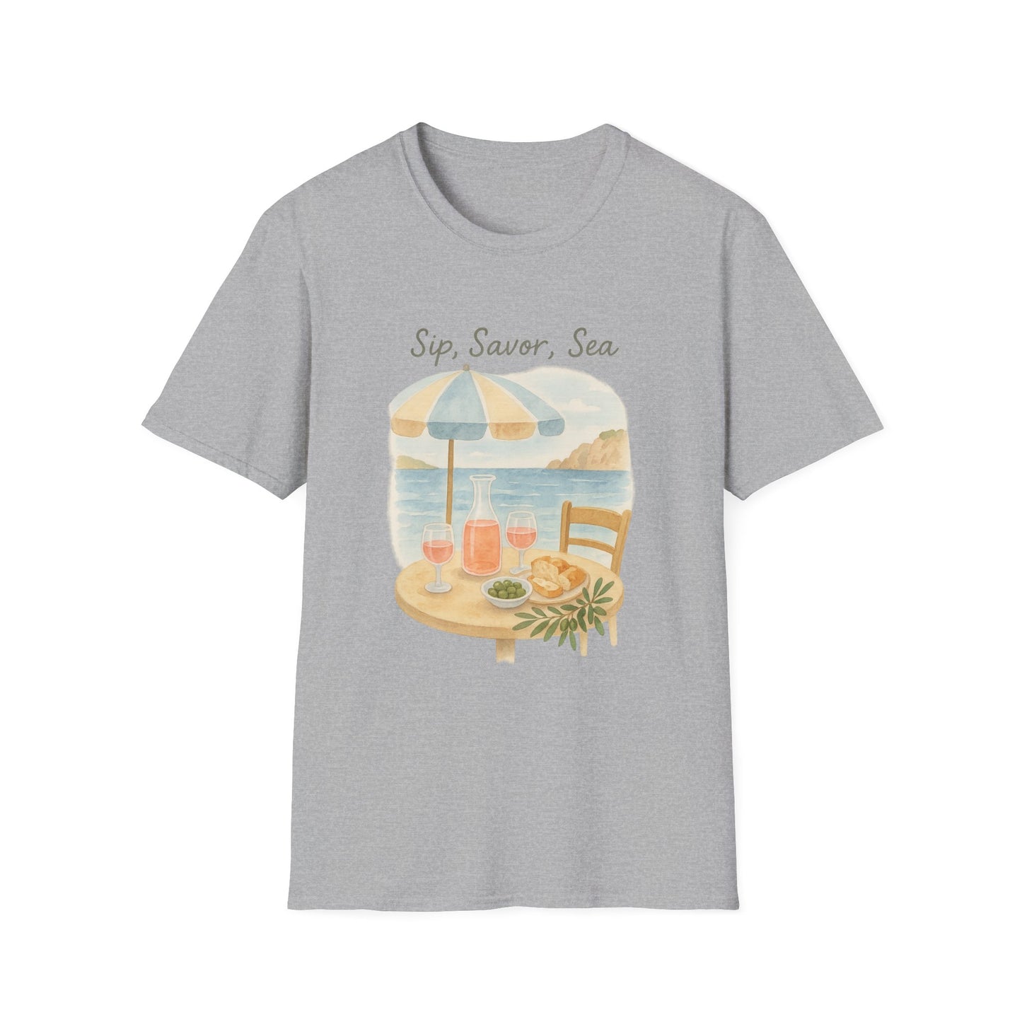 French Riviera Café T-Shirt | Mediterranean Coastal Tee | Italy Greece Travel Shirt | Summer Graphic | Seaside Style