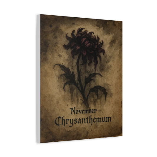 Haunted November Birth Flower, Birthday Gift, Stretched Matte Decor, 25 Inch