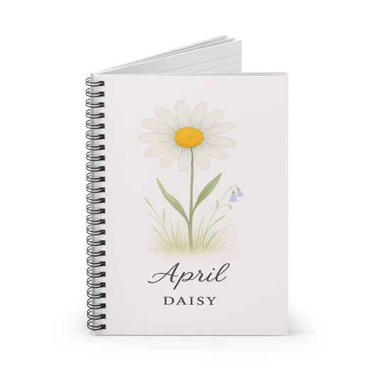 April Birth Flower Spiral Notebook - Ruled Line, Birthday Gifts, Floral Stationery, College Student Planner, Bullet Journal