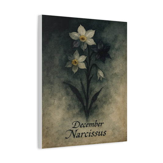 Haunted December Birth Flower, Birthday Gift, Stretched Matte Decor, 25 Inch